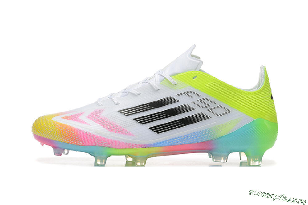 Adidas F50 Elite FG Low-Tops Football Boots - White/Pink/Yellow 2