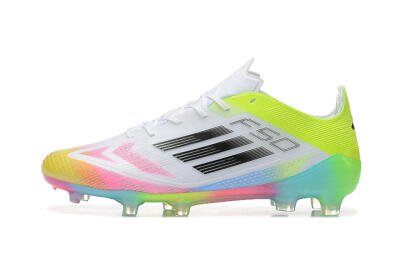 Adidas F50 Elite FG Low-Tops Football Boots - White/Pink/Yellow
