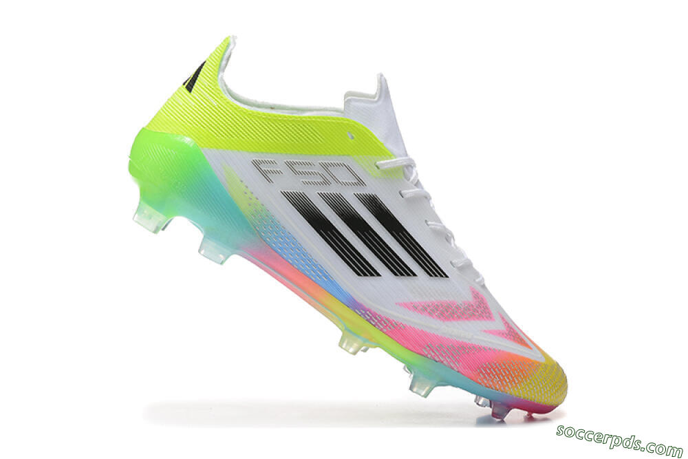 Adidas F50 Elite FG Low-Tops Football Boots - White/Pink/Yellow 4