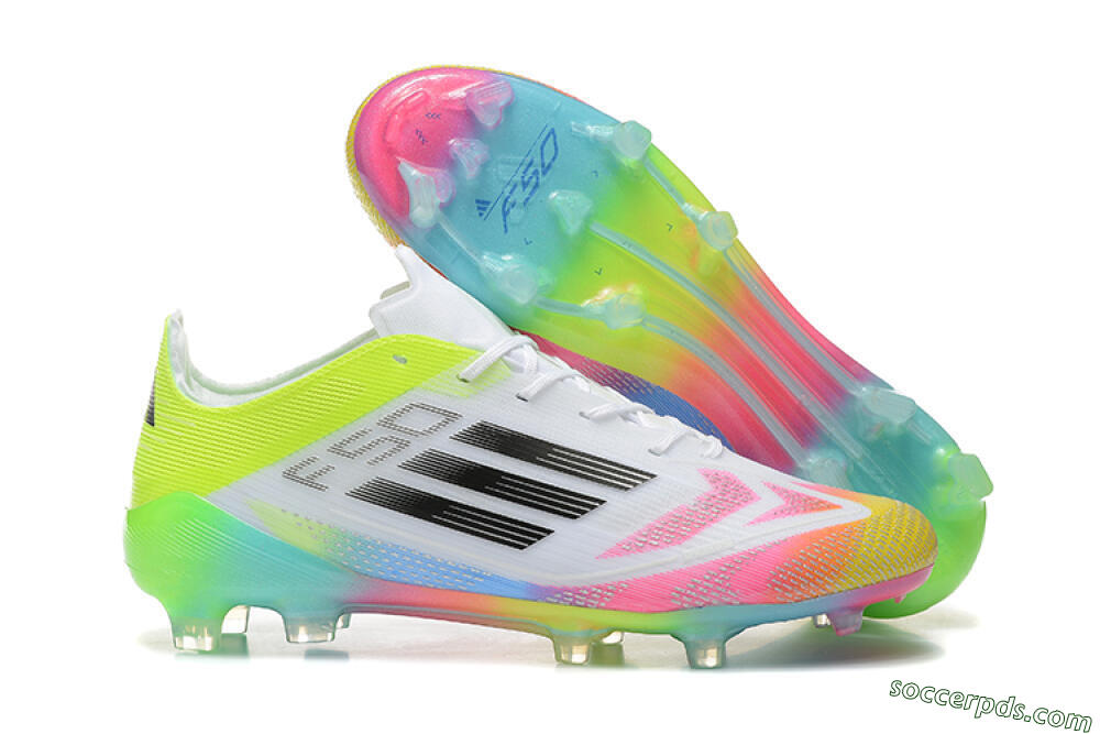 Adidas F50 Elite FG Low-Tops Football Boots - White/Pink/Yellow 1