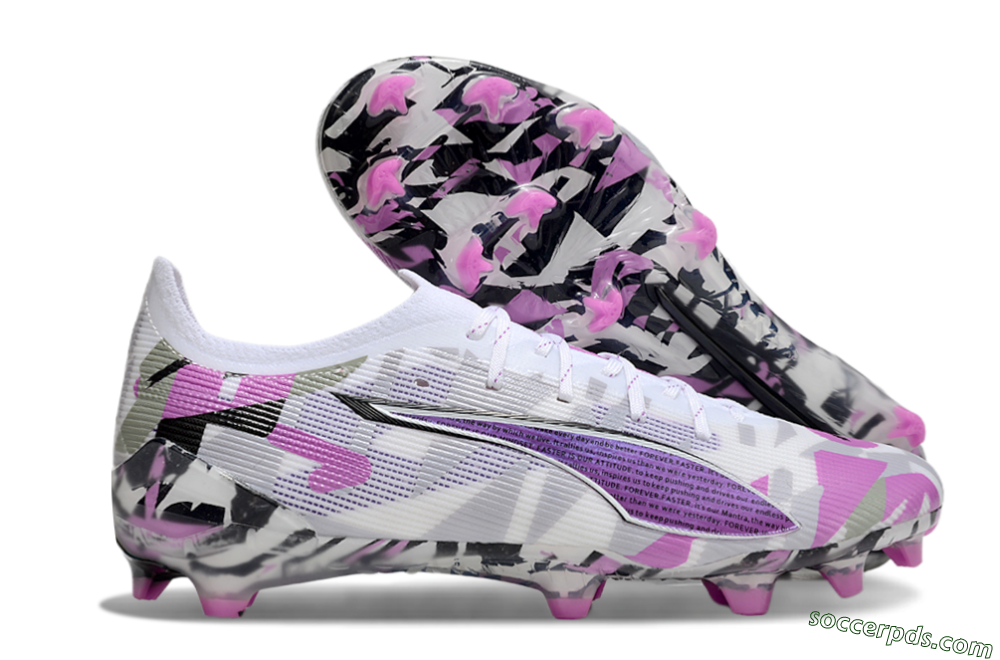 Puma Ultra Ultimate FG Low-Tops Football Boots - White/Purple/Black 1