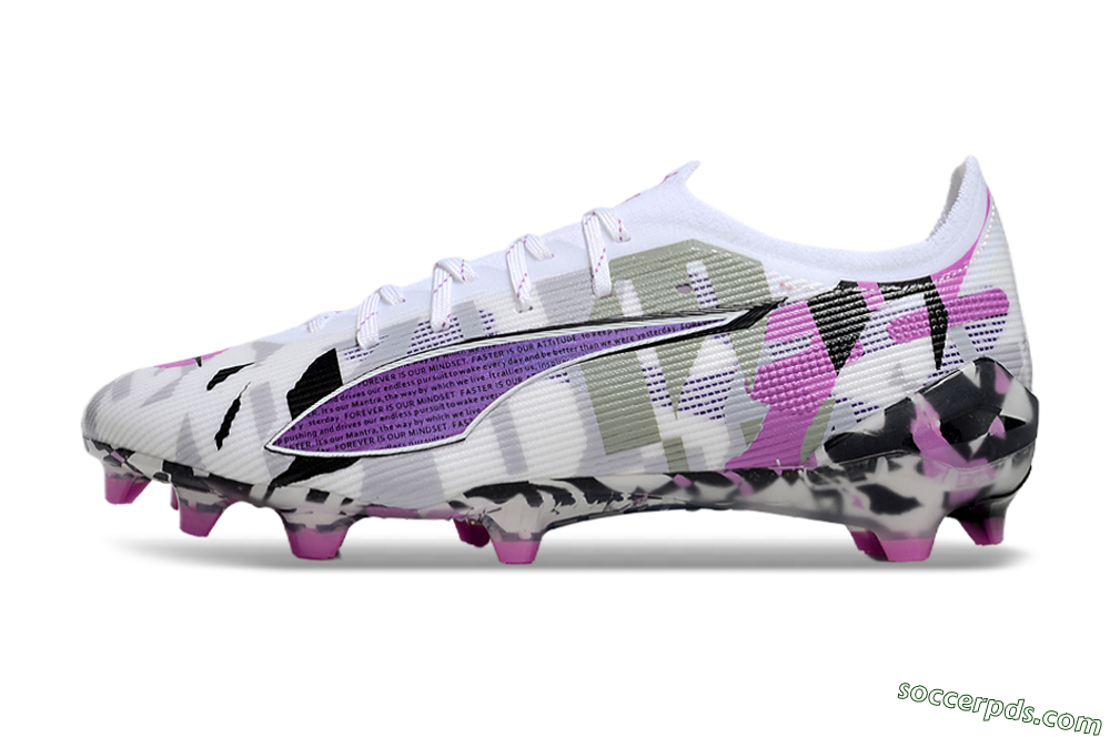 Puma Ultra Ultimate FG Low-Tops Football Boots - White/Purple/Black 2