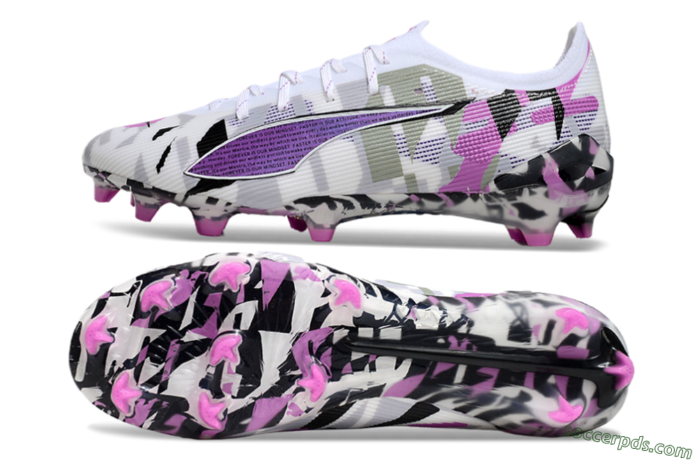 Puma Ultra Ultimate FG Low-Tops Football Boots - White/Purple/Black 0