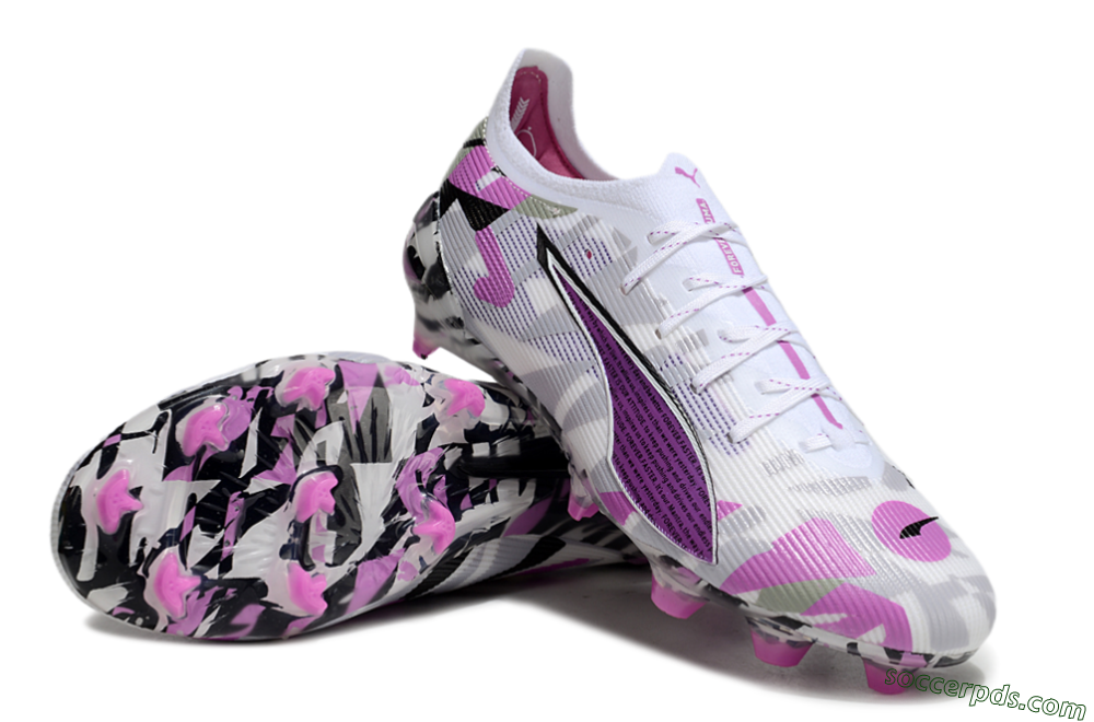 Puma Ultra Ultimate FG Low-Tops Football Boots - White/Purple/Black 3