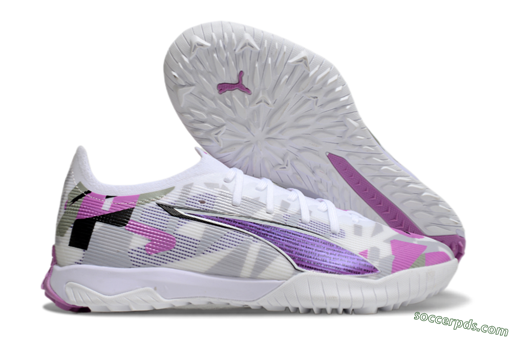 Puma Ultra Ultimate TF Low-Tops Football Shoes - White/Purple/Black 1