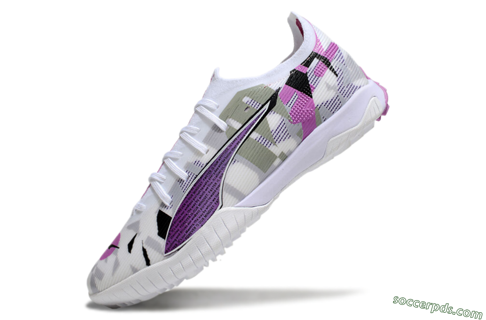 Puma Ultra Ultimate TF Low-Tops Football Shoes - White/Purple/Black 5