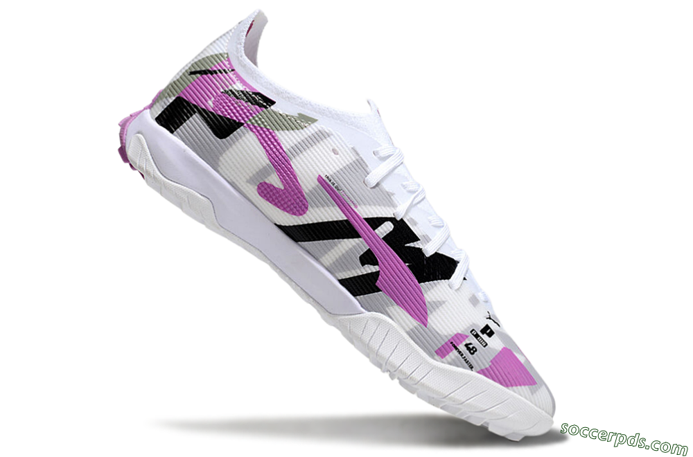 Puma Ultra Ultimate TF Low-Tops Football Shoes - White/Purple/Black 4