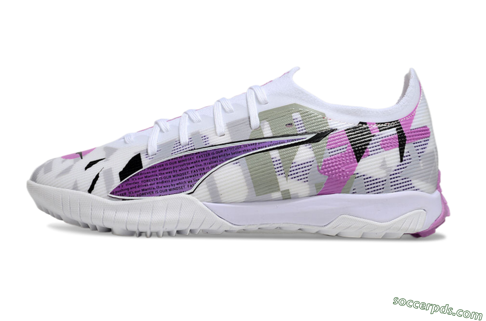 Puma Ultra Ultimate TF Low-Tops Football Shoes - White/Purple/Black 2