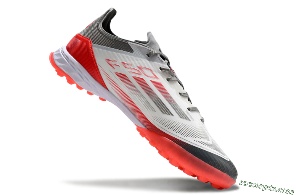 Adidas F50 Pro TF Low-Tops Football Shoes - White/Silver/Red 4