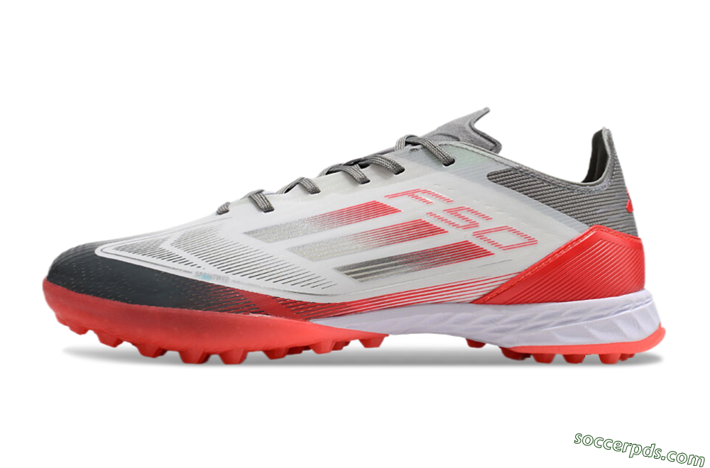 Adidas F50 Pro TF Low-Tops Football Shoes - White/Silver/Red 2
