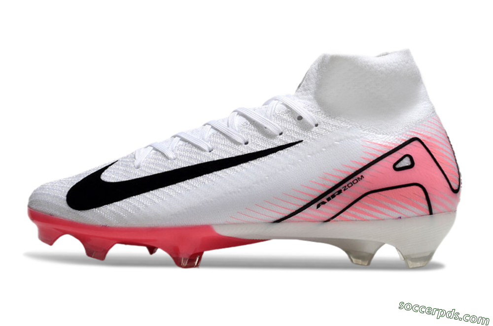 Nike Air Zoom Mercurial Superfly 10 Elite FG High-Tops Football Boots - White/Black/Pink 2