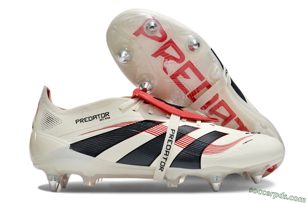 Adidas Predator 25 Elite Foldover Tongue SG Low-Tops Football Boots - White/Black/Red 1