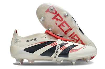 Adidas Predator 25 Elite Foldover Tongue SG Low-Tops Football Boots - White/Black/Red
