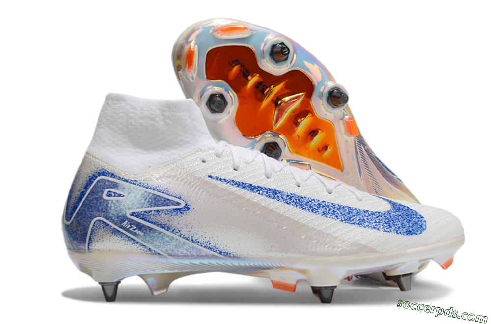 Nike Air Zoom Mercurial Superfly 10 Elite SG High-Tops Football Boots - Beige/White/Blue 1