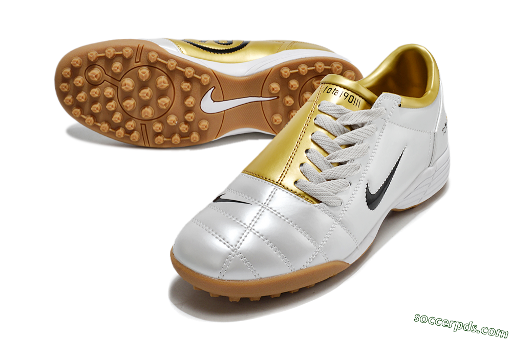 Nike Total 90 II TF Low-Tops Football Shoes - Silver/Black/Gold 3