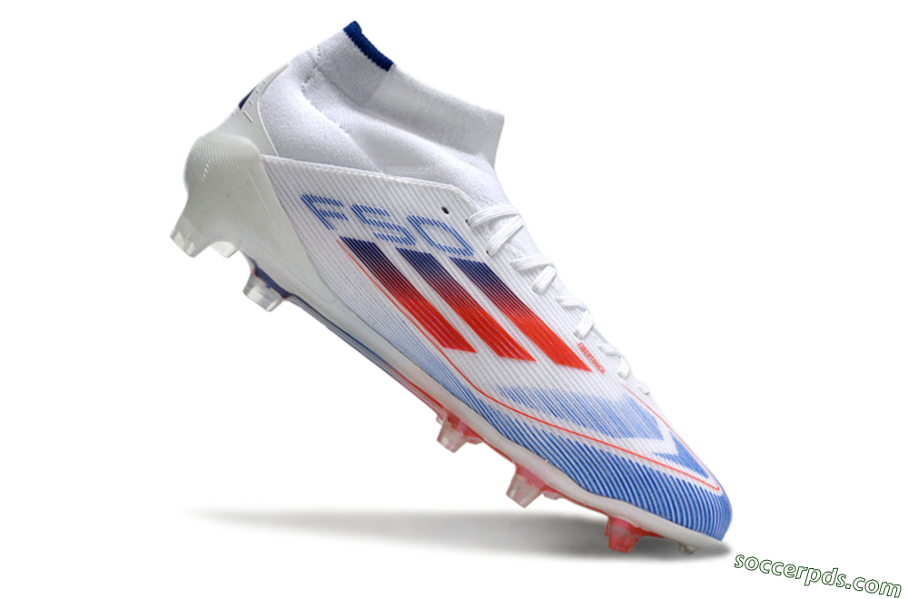 Adidas F50 Elite Mid FG High-Tops Football Boots - White/Red/Blue 4