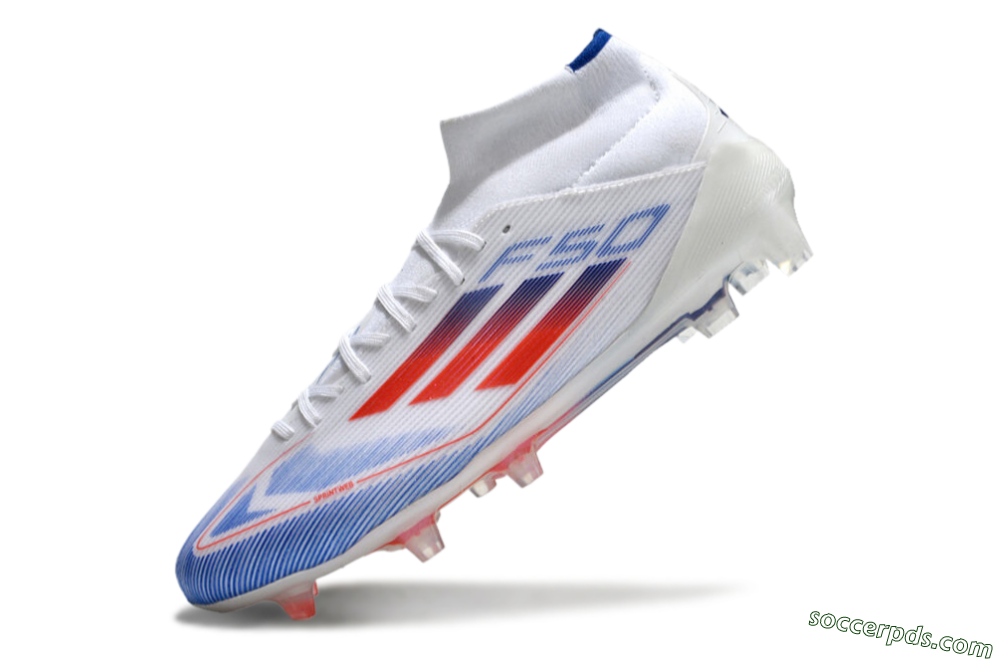 Adidas F50 Elite Mid FG High-Tops Football Boots - White/Red/Blue 5