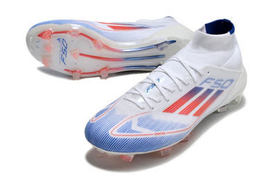 Adidas F50 Elite Mid FG High-Tops Football Boots - White/Red/Blue