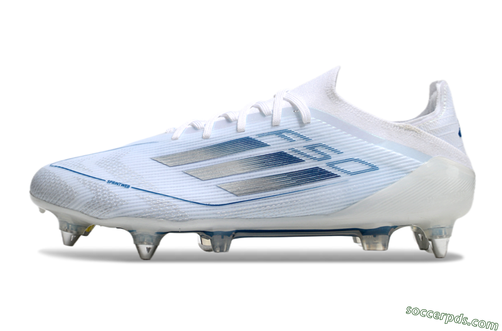 Adidas F50 Elite SG Low-Tops Football Boots - White/Silver/Blue 2