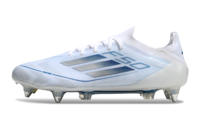 Adidas F50 Elite SG Low-Tops Football Boots - White/Silver/Blue