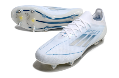 Adidas F50 Elite SG Low-Tops Football Boots - White/Silver/Blue