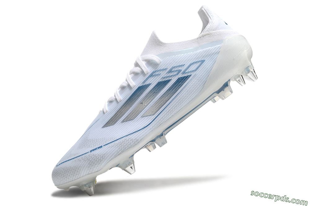 Adidas F50 Elite SG Low-Tops Football Boots - White/Silver/Blue 5