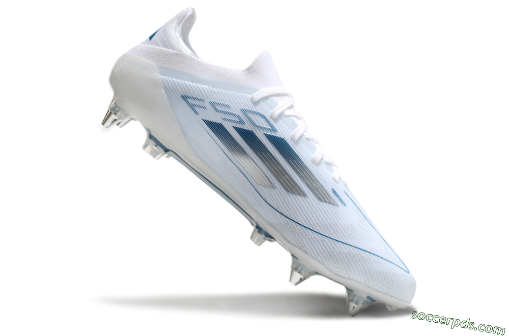 Adidas F50 Elite SG Low-Tops Football Boots - White/Silver/Blue 4