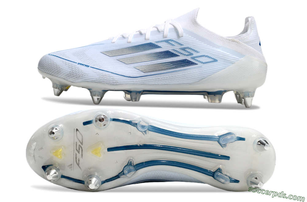 Adidas F50 Elite SG Low-Tops Football Boots - White/Silver/Blue 0