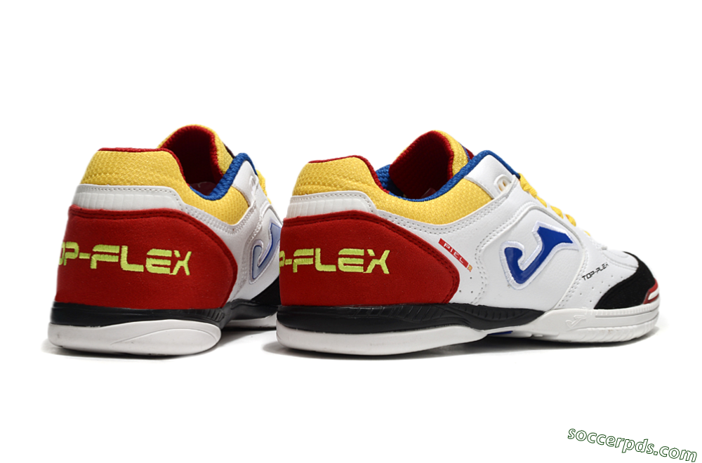 Joma Top Flex IC Low-Tops Football Shoes - White/Yellow/Red 6
