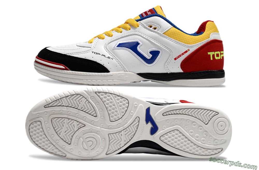 Joma Top Flex IC Low-Tops Football Shoes - White/Yellow/Red 0