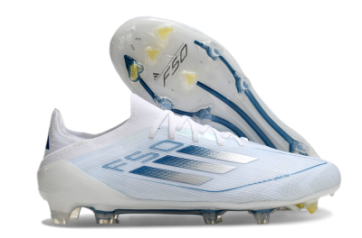 Adidas F50 Elite FG Low-Tops Football Boots - White/Silver/Blue