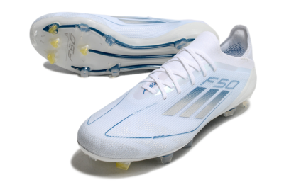 Adidas F50 Elite FG Low-Tops Football Boots - White/Silver/Blue