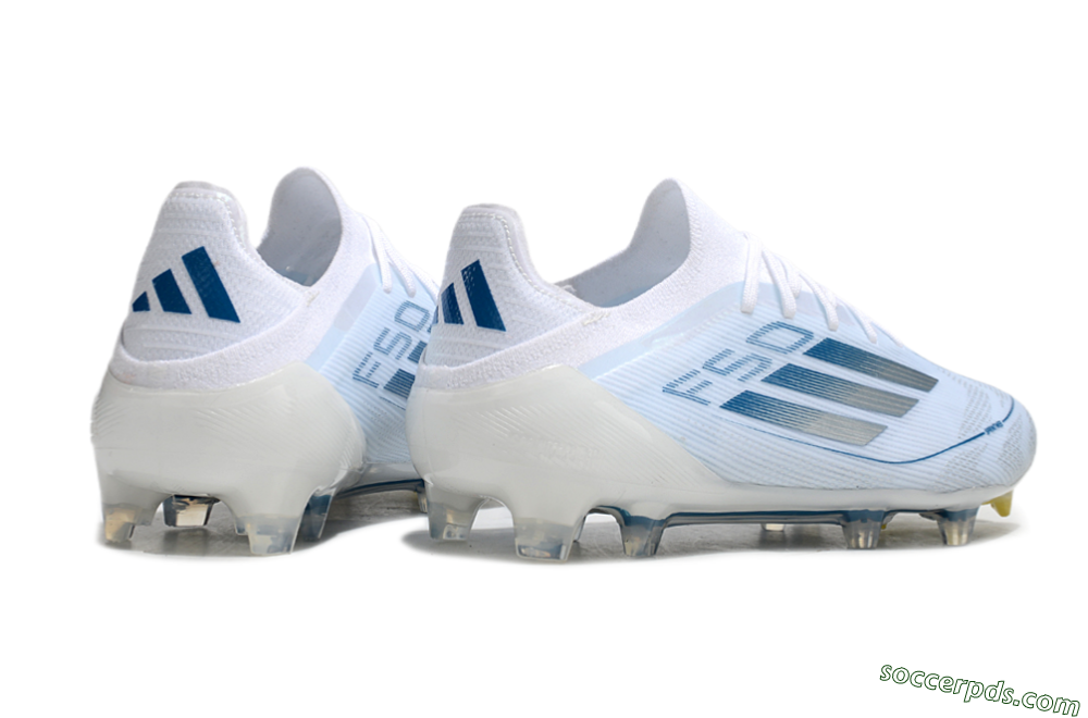 Adidas F50 Elite FG Low-Tops Football Boots - White/Silver/Blue 6