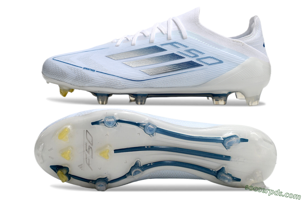 Adidas F50 Elite FG Low-Tops Football Boots - White/Silver/Blue 0