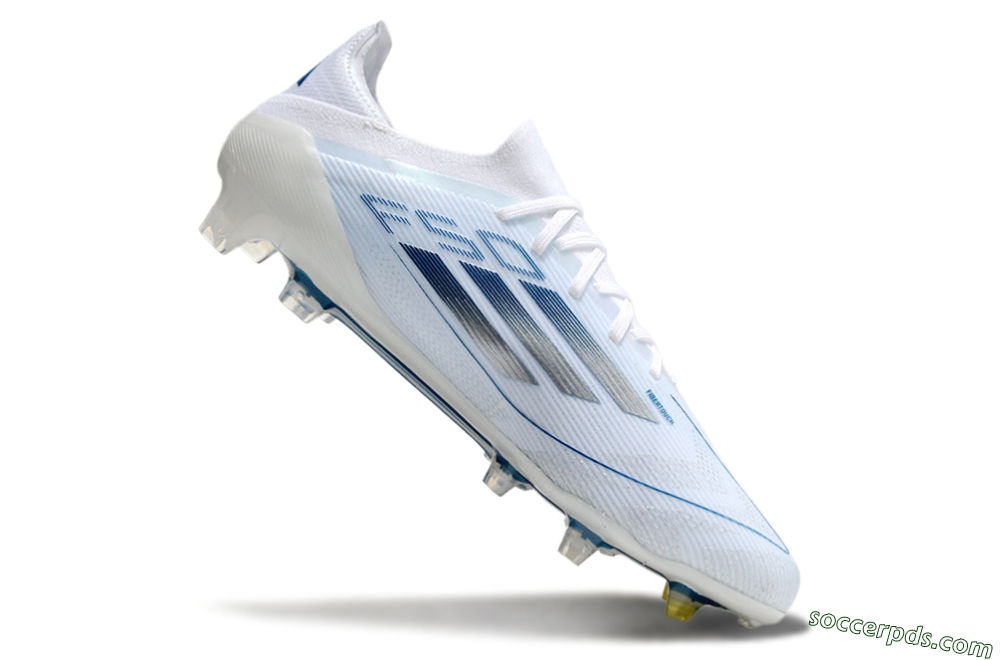 Adidas F50 Elite FG Low-Tops Football Boots - White/Silver/Blue 4