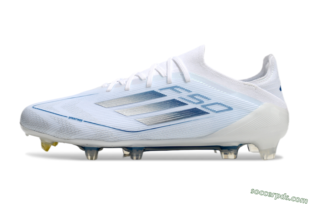 Adidas F50 Elite FG Low-Tops Football Boots - White/Silver/Blue 2