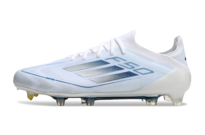 Adidas F50 Elite FG Low-Tops Football Boots - White/Silver/Blue