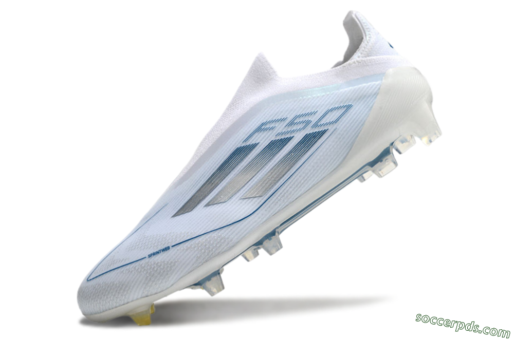 Adidas F50 Elite Laceless FG Low-Tops Football Boots - White/Silver/Blue 5