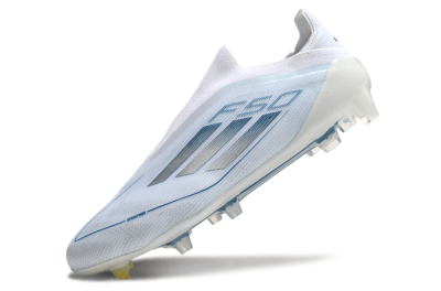 Adidas F50 Elite Laceless FG Low-Tops Football Boots - White/Silver/Blue