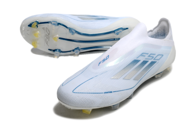 Adidas F50 Elite Laceless FG Low-Tops Football Boots - White/Silver/Blue