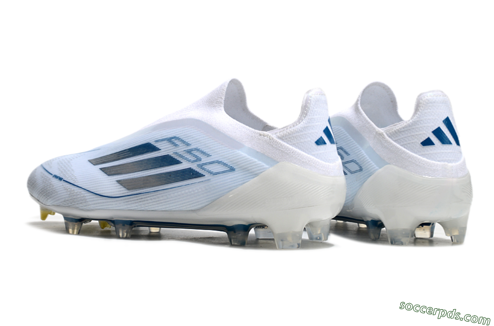 Adidas F50 Elite Laceless FG Low-Tops Football Boots - White/Silver/Blue 6