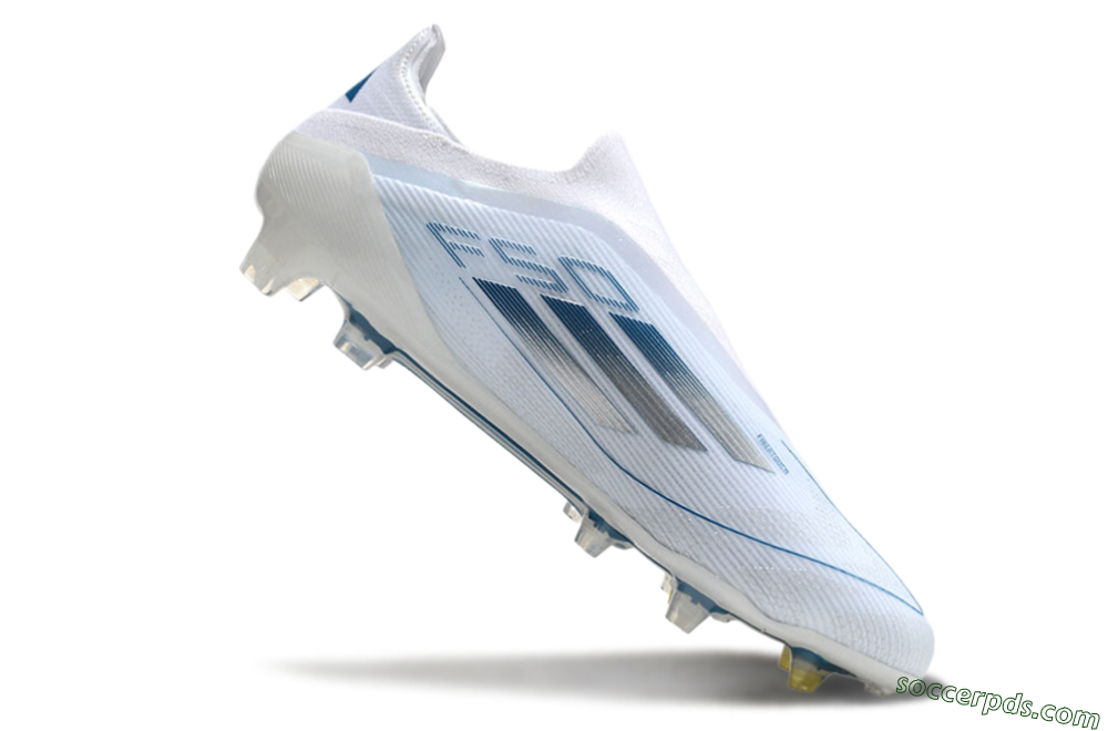 Adidas F50 Elite Laceless FG Low-Tops Football Boots - White/Silver/Blue 4