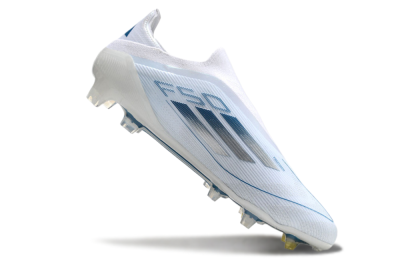 Adidas F50 Elite Laceless FG Low-Tops Football Boots - White/Silver/Blue