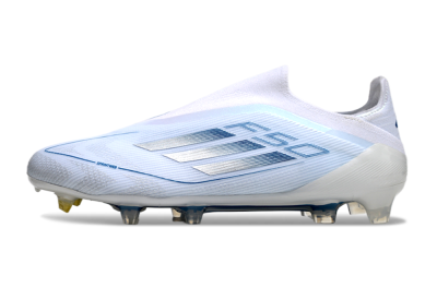 Adidas F50 Elite Laceless FG Low-Tops Football Boots - White/Silver/Blue