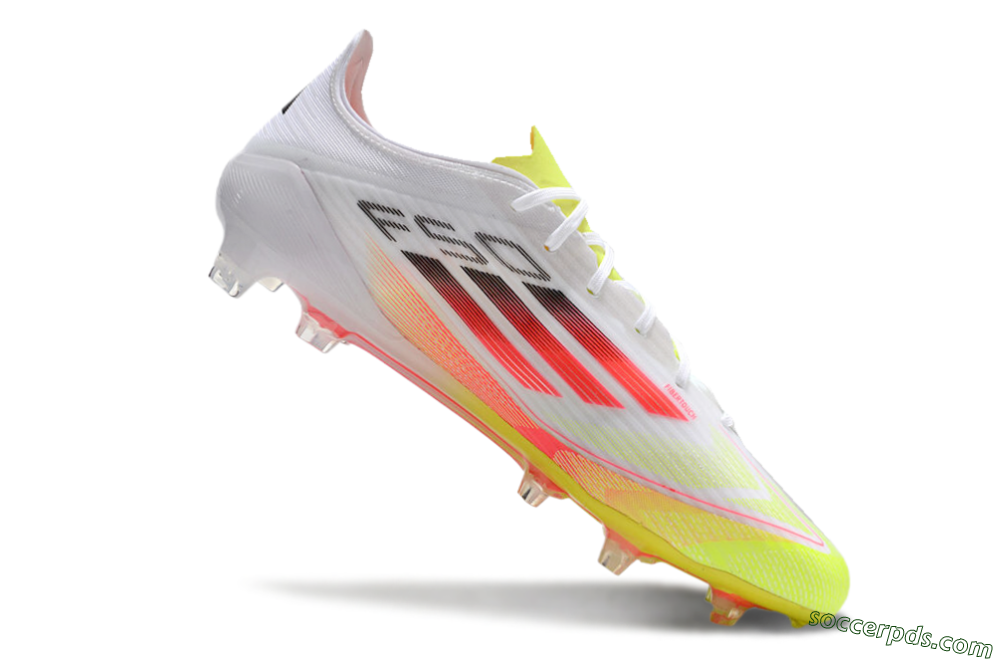 Adidas F50 Elite FG Low-Tops Football Boots - White/Yellow/Red 4