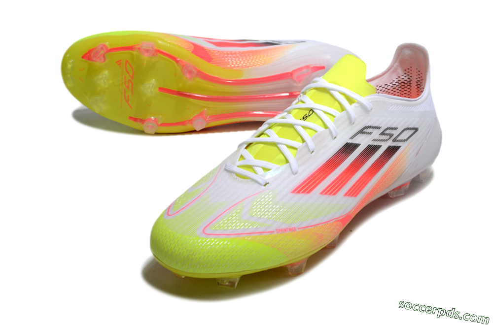 Adidas F50 Elite FG Low-Tops Football Boots - White/Yellow/Red 3