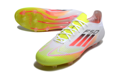 Adidas F50 Elite FG Low-Tops Football Boots - White/Yellow/Red