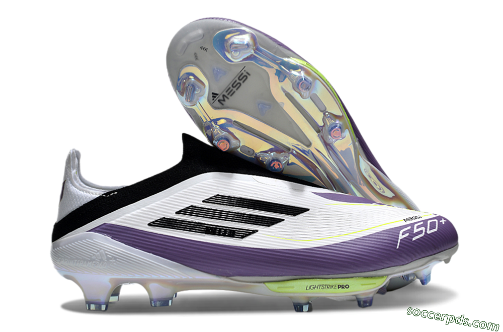 Adidas F50+ Elite Lightstrike Pro Laceless FG Low-Tops Football Boots - White/Black/Purple 1