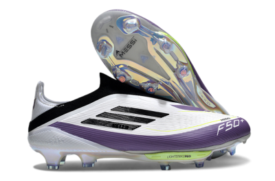 Adidas F50+ Elite Lightstrike Pro Laceless FG Low-Tops Football Boots - White/Black/Purple