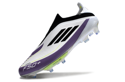 Adidas F50+ Elite Lightstrike Pro Laceless FG Low-Tops Football Boots - White/Black/Purple